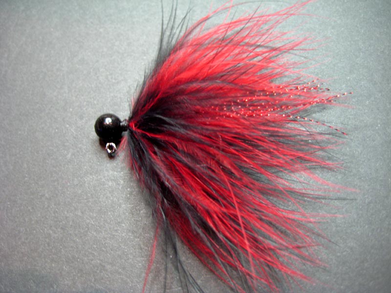 3 X Black Marabou Trout Fly Lures UV Straggle Red Hothead Size 12